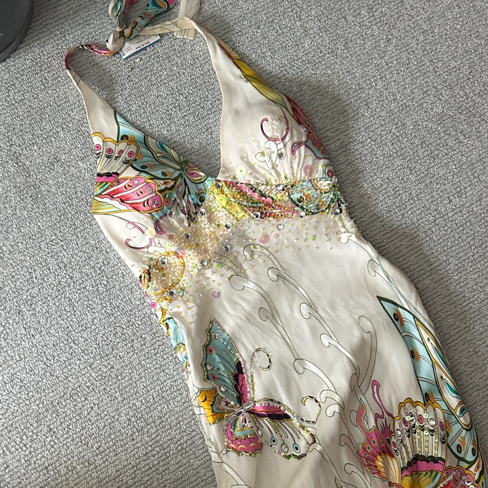 Halter Butterfly Print Maxi Dress - Mary L Couture - Picture 3 of 7